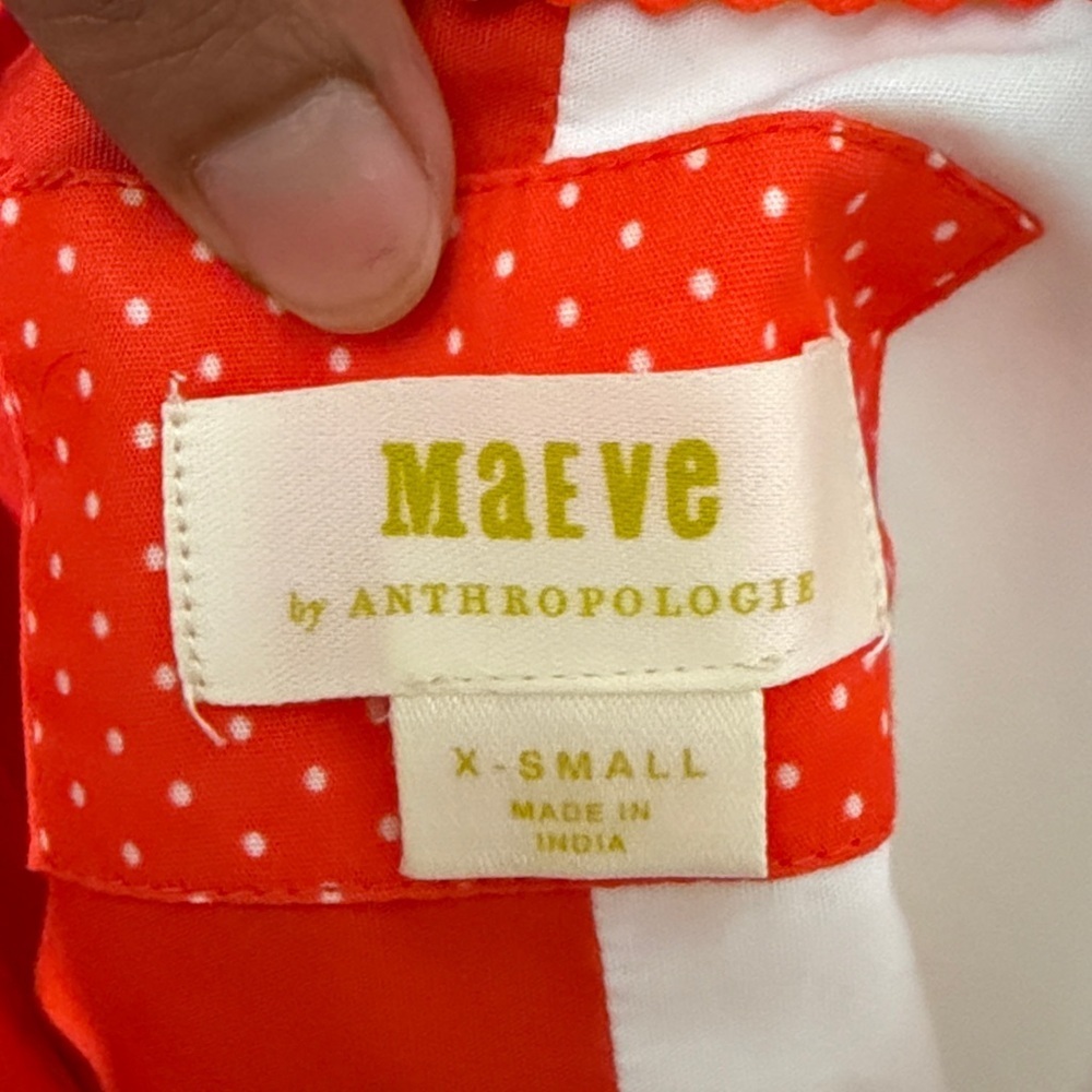 Anthropologie Maeve The Bennet Buttondown Shirt Colorblock Edition White Orange - Picture 7 of 8